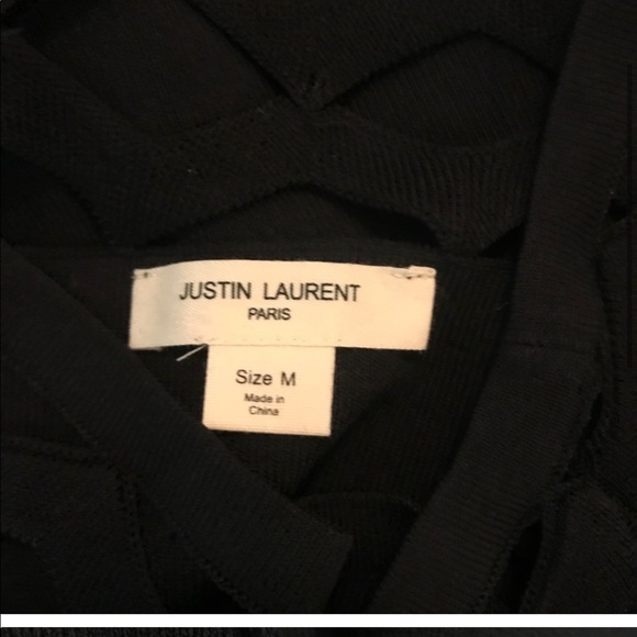 Justin Laurent Black Long Sleeve Blouse With Holes Neck size Medium - Picture 4 of 5